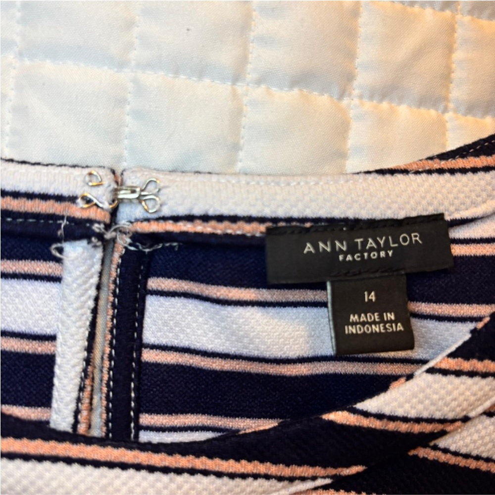 Ann Taylor Size 14 Black and White Striped Dress Sleeveless - Picture 4 of 6